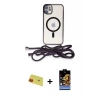 MARSİLYAN™- iPhone 11 Kılıf Eksen Özel Seri - Siyah Buffer Hayalet Cam Ekran Koruyucu + Rainbow Kamera Lens Koruma Cam - KI