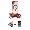 MARSİLYAN™- iPhone 11 Kılıf Eksen Özel Seri - Siyah Buffer Hayalet Cam Ekran Koruyucu + Raze Metal Kamera Lens - SH