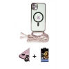 MARSİLYAN™- iPhone 11 Kılıf Eksen Özel Seri - Siyah Buffer Hayalet Cam Ekran Koruyucu + Raze Metal Kamera Lens - SH