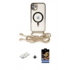 MARSİLYAN™- iPhone 11 Kılıf Eksen Özel Seri - Siyah Buffer Hayalet Cam Ekran Koruyucu + Renkli Kamera Lens Koruma Cam - SI
