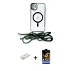 MARSİLYAN™- iPhone 11 Kılıf Eksen Özel Seri - Siyah Buffer Hayalet Cam Ekran Koruyucu + Turuncu Renkli Kamera Lens Koruma Cam