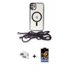 MARSİLYAN™- iPhone 11 Kılıf Eksen Özel Seri - Siyah Buffer Hayalet Cam Ekran Koruyucu + Pers Alüminyum Kamera Lens - YL