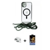 MARSİLYAN™- iPhone 11 Kılıf Eksen Özel Seri - Siyah Buffer Hayalet Cam Ekran Koruyucu + Pers Alüminyum Kamera Lens - YL