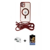 MARSİLYAN™- iPhone 11 Kılıf Eksen Özel Seri - Siyah Buffer Hayalet Cam Ekran Koruyucu + Pers Alüminyum Kamera Lens - YL