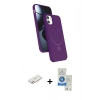 MARSİLYAN™- iPhone 11 Kılıf İz Işık Koleksiyonu - Şeffaf Royal Nano Ekran Koruyucu + Renkli Kamera Lens Koruma Cam - PE