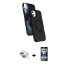 MARSİLYAN™- iPhone 11 Kılıf İz Işık Koleksiyonu - Siyah 34D Hayalet Izgaralı Cam + Pers Alüminyum Kamera Lens - GI