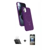 MARSİLYAN™- iPhone 11 Kılıf İz Işık Koleksiyonu - Siyah 34D Hayalet Izgaralı Cam + Kamera Lens Koruma Cam - SF