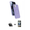 MARSİLYAN™- iPhone 11 Kılıf İz Işık Koleksiyonu - Siyah 34D Hayalet Izgaralı Cam + Kamera Lens Koruma Cam - SF