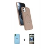 MARSİLYAN™- iPhone 11 Kılıf İz Işık Koleksiyonu - Siyah 34D Hayalet Izgaralı Cam + Neon Fosforlu Kamera Lens - YL