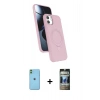 MARSİLYAN™- iPhone 11 Kılıf İz Işık Koleksiyonu - Siyah 34D Hayalet Izgaralı Cam + Neon Fosforlu Kamera Lens - YL