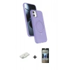 MARSİLYAN™- iPhone 11 Kılıf İz Işık Koleksiyonu - Siyah 34D Hayalet Izgaralı Cam + Renkli Kamera Lens Koruma Cam - SI