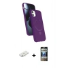 MARSİLYAN™- iPhone 11 Kılıf İz Işık Koleksiyonu - Siyah 34D Hayalet Izgaralı Cam + Renkli Kamera Lens Koruma Cam - SI