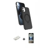 MARSİLYAN™- iPhone 11 Kılıf İz Işık Koleksiyonu - Siyah 34D Hayalet Izgaralı Cam + Renkli Kamera Lens Koruma Cam - TU