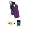 MARSİLYAN™- iPhone 11 Kılıf İz Işık Koleksiyonu - Siyah 360 Mat Full Body Arka Koruyucu + Rainbow Kamera Lens Koruma Cam - KI