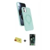 MARSİLYAN™- iPhone 11 Kılıf İz Işık Koleksiyonu - Siyah 360 Mat Full Body Arka Koruyucu + Rainbow Kamera Lens Koruma Cam - KI