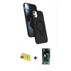 MARSİLYAN™- iPhone 11 Kılıf İz Işık Koleksiyonu - Siyah 360 Mat Full Body Arka Koruyucu + Rainbow Kamera Lens Koruma Cam - KI
