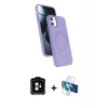 MARSİLYAN™- iPhone 11 Kılıf İz Işık Koleksiyonu - Siyah 3D Antistatik Cam Ekran Koruyucu + PVD Metal Kamera Lens - TU