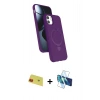 MARSİLYAN™- iPhone 11 Kılıf İz Işık Koleksiyonu - Siyah 3D Antistatik Cam Ekran Koruyucu + Rainbow Kamera Lens Koruma Cam - KI