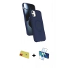 MARSİLYAN™- iPhone 11 Kılıf İz Işık Koleksiyonu - Siyah 3D Antistatik Cam Ekran Koruyucu + Rainbow Kamera Lens Koruma Cam - KI