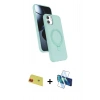 MARSİLYAN™- iPhone 11 Kılıf İz Işık Koleksiyonu - Siyah 3D Antistatik Cam Ekran Koruyucu + Rainbow Kamera Lens Koruma Cam - KI