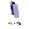 MARSİLYAN™- iPhone 11 Kılıf İz Işık Koleksiyonu - Siyah 3D Antistatik Cam Ekran Koruyucu + Rainbow Kamera Lens Koruma Cam - KI