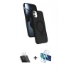MARSİLYAN™- iPhone 11 Kılıf İz Işık Koleksiyonu - Siyah 3D Antistatik Cam Ekran Koruyucu + Kamera Lens Koruma Cam - SF