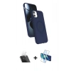 MARSİLYAN™- iPhone 11 Kılıf İz Işık Koleksiyonu - Siyah 3D Antistatik Cam Ekran Koruyucu + Kamera Lens Koruma Cam - SF
