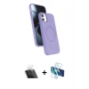 MARSİLYAN™- iPhone 11 Kılıf İz Işık Koleksiyonu - Siyah 3D Antistatik Cam Ekran Koruyucu + Kamera Lens Koruma Cam - SF