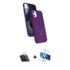 MARSİLYAN™- iPhone 11 Kılıf İz Işık Koleksiyonu - Siyah 3D Antistatik Cam Ekran Koruyucu + Kamera Lens Koruma Cam - SF