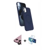 MARSİLYAN™- iPhone 11 Kılıf İz Işık Koleksiyonu - Siyah 3D Antistatik Cam Ekran Koruyucu + Raze Metal Kamera Lens - SH