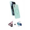 MARSİLYAN™- iPhone 11 Kılıf İz Işık Koleksiyonu - Siyah 3D Antistatik Cam Ekran Koruyucu + Raze Metal Kamera Lens - SH