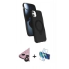 MARSİLYAN™- iPhone 11 Kılıf İz Işık Koleksiyonu - Siyah 3D Antistatik Cam Ekran Koruyucu + Raze Metal Kamera Lens - SH