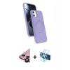 MARSİLYAN™- iPhone 11 Kılıf İz Işık Koleksiyonu - Siyah 3D Antistatik Cam Ekran Koruyucu + Raze Metal Kamera Lens - SH