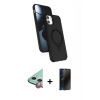 MARSİLYAN™- iPhone 11 Kılıf İz Işık Koleksiyonu - Siyah 3D Antistatik Hayalet Cam Ekran Koruyucu + Raze Metal Kamera Lens - KI