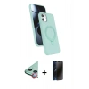 MARSİLYAN™- iPhone 11 Kılıf İz Işık Koleksiyonu - Siyah 3D Antistatik Hayalet Cam Ekran Koruyucu + Raze Metal Kamera Lens - KI