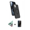 MARSİLYAN™- iPhone 11 Kılıf İz Işık Koleksiyonu - Siyah 3D Antistatik Hayalet Cam Ekran Koruyucu + Raze Metal Kamera Lens - KI