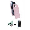 MARSİLYAN™- iPhone 11 Kılıf İz Işık Koleksiyonu - Siyah 3D Antistatik Hayalet Cam Ekran Koruyucu + Raze Metal Kamera Lens - KI