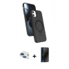 MARSİLYAN™- iPhone 11 Kılıf İz Işık Koleksiyonu - Siyah 3D Antistatik Hayalet Cam Ekran Koruyucu + Pers Alüminyum Kamera Lens - LT