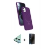 MARSİLYAN™- iPhone 11 Kılıf İz Işık Koleksiyonu - Siyah 3D Antistatik Hayalet Cam Ekran Koruyucu + Raze Metal Kamera Lens - MI