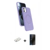 MARSİLYAN™- iPhone 11 Kılıf İz Işık Koleksiyonu - Siyah 3D Antistatik Hayalet Cam Ekran Koruyucu + Renkli Kamera Lens Koruma Cam - PE
