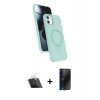 MARSİLYAN™- iPhone 11 Kılıf İz Işık Koleksiyonu - Siyah 3D Antistatik Hayalet Cam Ekran Koruyucu + Kamera Lens Koruma Cam - SF
