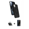 MARSİLYAN™- iPhone 11 Kılıf İz Işık Koleksiyonu - Siyah 3D Antistatik Hayalet Cam Ekran Koruyucu + Kamera Lens Koruma Cam - SF