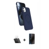 MARSİLYAN™- iPhone 11 Kılıf İz Işık Koleksiyonu - Siyah 3D Antistatik Hayalet Cam Ekran Koruyucu + Kamera Lens Koruma Cam - SF