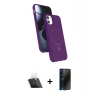 MARSİLYAN™- iPhone 11 Kılıf İz Işık Koleksiyonu - Siyah 3D Antistatik Hayalet Cam Ekran Koruyucu + Kamera Lens Koruma Cam - SF