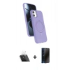 MARSİLYAN™- iPhone 11 Kılıf İz Işık Koleksiyonu - Siyah 3D Antistatik Hayalet Cam Ekran Koruyucu + Kamera Lens Koruma Cam - SF