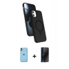 MARSİLYAN™- iPhone 11 Kılıf İz Işık Koleksiyonu - Siyah 3D Antistatik Hayalet Cam Ekran Koruyucu + Neon Fosforlu Kamera Lens - TU