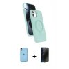 MARSİLYAN™- iPhone 11 Kılıf İz Işık Koleksiyonu - Siyah 3D Antistatik Hayalet Cam Ekran Koruyucu + Neon Fosforlu Kamera Lens - TU