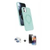 MARSİLYAN™- iPhone 11 Kılıf İz Işık Koleksiyonu - Siyah 3D Antistatik Mat Seramik Nano Ekran Koruyucu + Pers Alüminyum Kamera Lens - GI