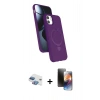 MARSİLYAN™- iPhone 11 Kılıf İz Işık Koleksiyonu - Siyah 3D Antistatik Mat Seramik Nano Ekran Koruyucu + Pers Alüminyum Kamera Lens - GI