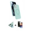 MARSİLYAN™- iPhone 11 Kılıf İz Işık Koleksiyonu - Siyah 3D Antistatik Mat Seramik Nano Ekran Koruyucu + Raze Metal Kamera Lens - MI